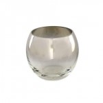 Dunelm Round Electroplated Glass Tealight Holder, Silver, 5.8 cm