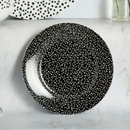 Dunelm Porcelain Polka Dot Side Plate, Black, 19 cm