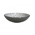 Dunelm Global Stoneware Ramen Bowl, Grey/White, 21 cm