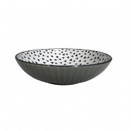 Dunelm Global Stoneware Ramen Bowl, Grey/White, 21 cm