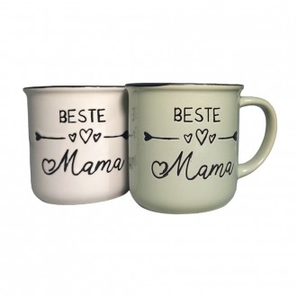 Dunelm Beste Mama Mug, Assorted Colors- White, Sage, Brown