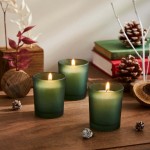 Dunelm  Magical Woodland Set of Three Mini Votives, Fir Tree & Pomegrante