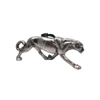 Candlelight Resin Hanging Panther On Grossgrain Ribbon - Silver, 4cm