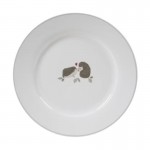 Dunelm Porcelain Hedgehog Dinner Plate, 27cm White/Green