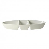 Dunelm Oval 3 Dip Platter, Purity White, 35cm