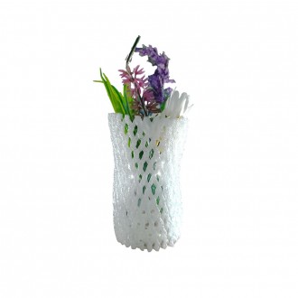 Candlelight Lavender & Daisy Flowers In Small Glass Pot - 17cm