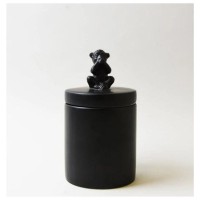 Dunelm Speak No Evil Monkey Canister, Matte Black