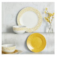 Dunelm Polka Dot Ochre 12 Piece Dinner Set