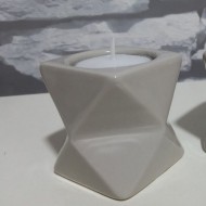 Dunelm Geometric Tealight Holder, Grey, 6cm