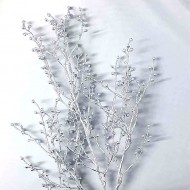 Candlelight Acacia Single Branch With Berries - Silver, 72cm 