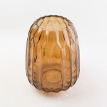 Dunelm Amber Ridged Glass Vase, 19 cm