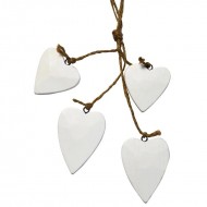 Dunelm Deco Set of Four Wooden Hanging Hearts