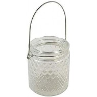 Dunelm Clear Ribbed Glass Tea Light Holder, 8 cm