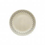 Dunelm Global Stoneware Dinner Plate, Grey/Cream 27cm