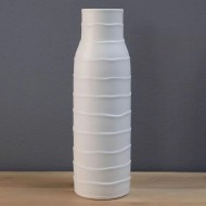 Dunelm Creped Ceramic Vase, Matte White, 34 cm