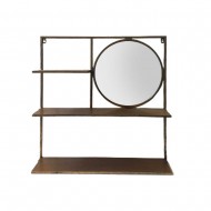 Dunelm Rustic Gold Shelf With Mirror, 60 x 60 cm