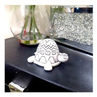 Dunelm Resin Mini White With Dark Detailing Embossed Turtle Ornament, 5cm