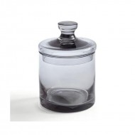 Dunelm Small Glass Vanity Storage Jar, Grey-(Dia. 9cm x 13.5cm)