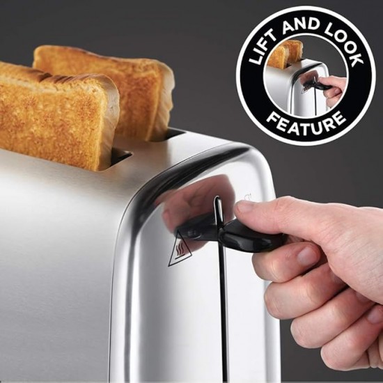 Russell Hobbs 2 Slice Toaster with Perfect Toast Technology for improved evenness.