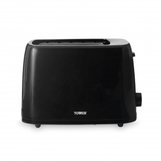 Tower 2 Slice Plastic Toaster Black, 650W