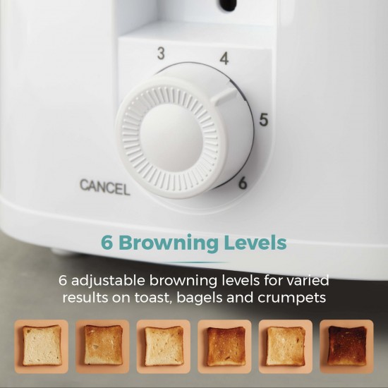 Tower  2 Slice Plastic Toaster White, 650W