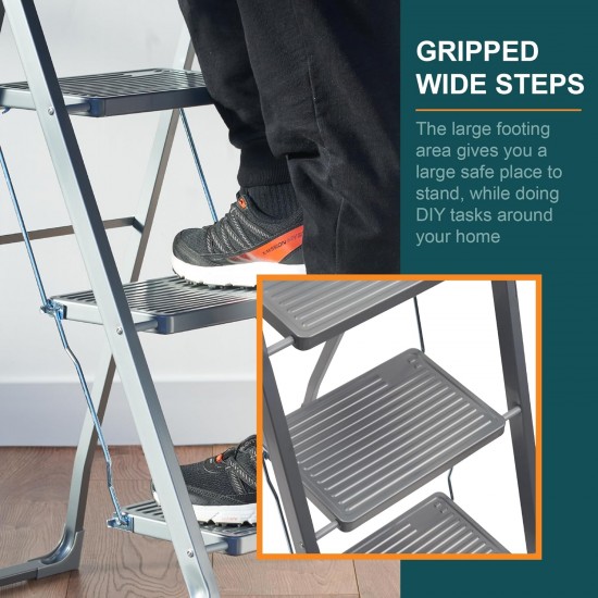 Shop quality OurHouse 3 Tread Steel Step Ladder, Slip-Resistant Feet, Indoor Use, 150 kg Maximum Weight, Grey in Kenya from vituzote.com Shop in-store or online and get countrywide delivery!