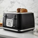 Swan Elegance 4 Slice Toaster with 7 Browning Levels, Defrost and Reheat functions, Anti-Jam and Cord Storage, 2100W, Black