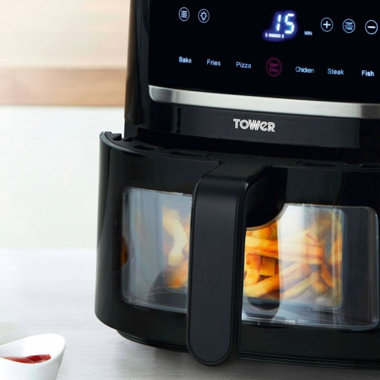 Tower  Vortx Black 4L Space Saver Digital Air Fryer, 1350W