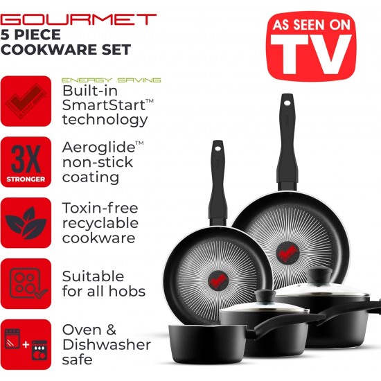 Shop quality Tower SmartStart Gourmet 5 Piece Cookware Set with Easy Clean Aeroglide Non-Stick Coating, Black in Kenya from vituzote.com Shop in-store or online and get countrywide delivery!