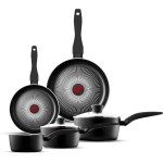 Tower SmartStart Gourmet 5 Piece Cookware Set with Easy Clean Aeroglide Non-Stick Coating, Black