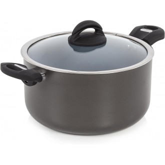 Tower Cerasure 24cm Casserole Dish with Non-Stick Coating, Suitable for all Hob Types, Graphite, Grey