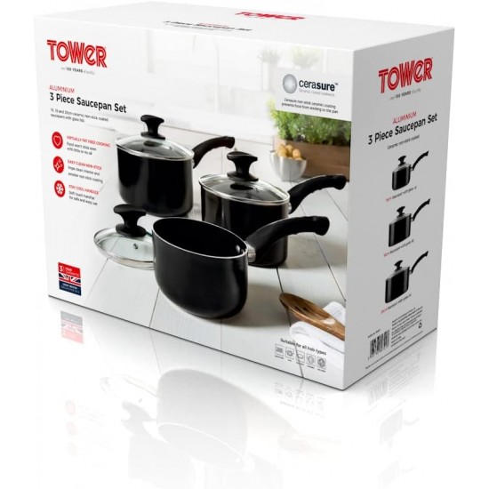 Shop quality Tower Essentials Induction Pot Set, Non Stick Ceramic Coating, Black, 3 Piece, 16/18/20 cm in Kenya from vituzote.com Shop in-store or online and get countrywide delivery!