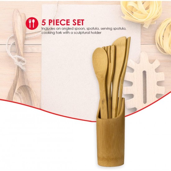 Shop quality Home Basics 5 Piece Bamboo Utensil Set with Sculptural Holder, Natural in Kenya from vituzote.com Shop in-store or online and get countrywide delivery!