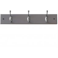 Home Basics 3 Double Hook Wall Mounted Hanging Rack, Grey