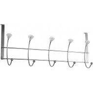 Home Basics 5 Hook Hanging Rack with Crystal Knobs, Chrome