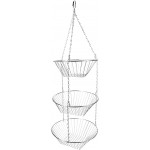 Home Basics 3 Tier Wire Hanging Round Fruit Basket, Chrome Finish