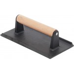 Home Basics Cast Iron Bacon Press with Wood Handle, Black