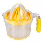 Home Basics 4-in-1 Hand Press Juicer with Built-in Measuring Cup and Egg Separator, Yellow