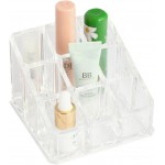 Home Basics Small 9 Compartment Plastic Cosmetic Organizer, Clear