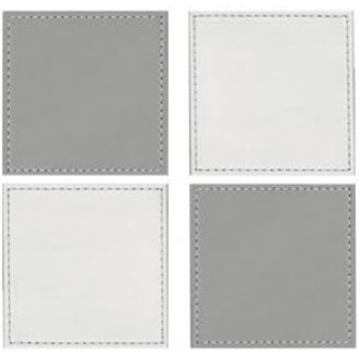 Creative Tops Naturals Premium Pack Of 4 Stitched Edge Faux Leather Coasters, Reversible,  Metalic Silver