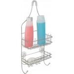 Home Basics 2 Tier Heavy Weight Steel Shower Caddy with Hooks, Satin Nickel