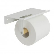 Home Basics Wall Mount Toilet Paper Holder with Phone Shelf, White