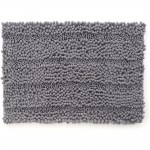 Kittrich Stephan Roberts Plush Stripe Chenille Bath Mat, Gray 17" x 24"