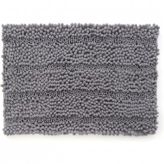 Kittrich Stephan Roberts Plush Stripe Chenille Bath Mat, Gray 17" x 24"