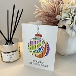 Let's Go Crimbo Christmas Greeting Card, Geometric Patterned Christmas Ball