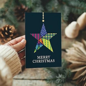 Let's Go Crimbo Christmas Greeting Card, Geometric Patterned Christmas Star