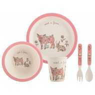 Creative Tops Visit A Farm Pig 5 Piece Kids Pressed Bamboo Dinner Set