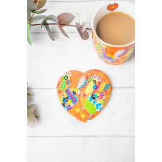 Maxwell & Williams Love Hearts Ceramic Chicken Dance Square Coaster, 10cm 