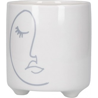 KitchenCraft Mini Ceramic Planter with Abstract Face Design