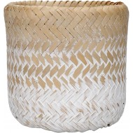 Kitchen Craft Bamboo Natural Woven Planter with White and Brown Ombre Design